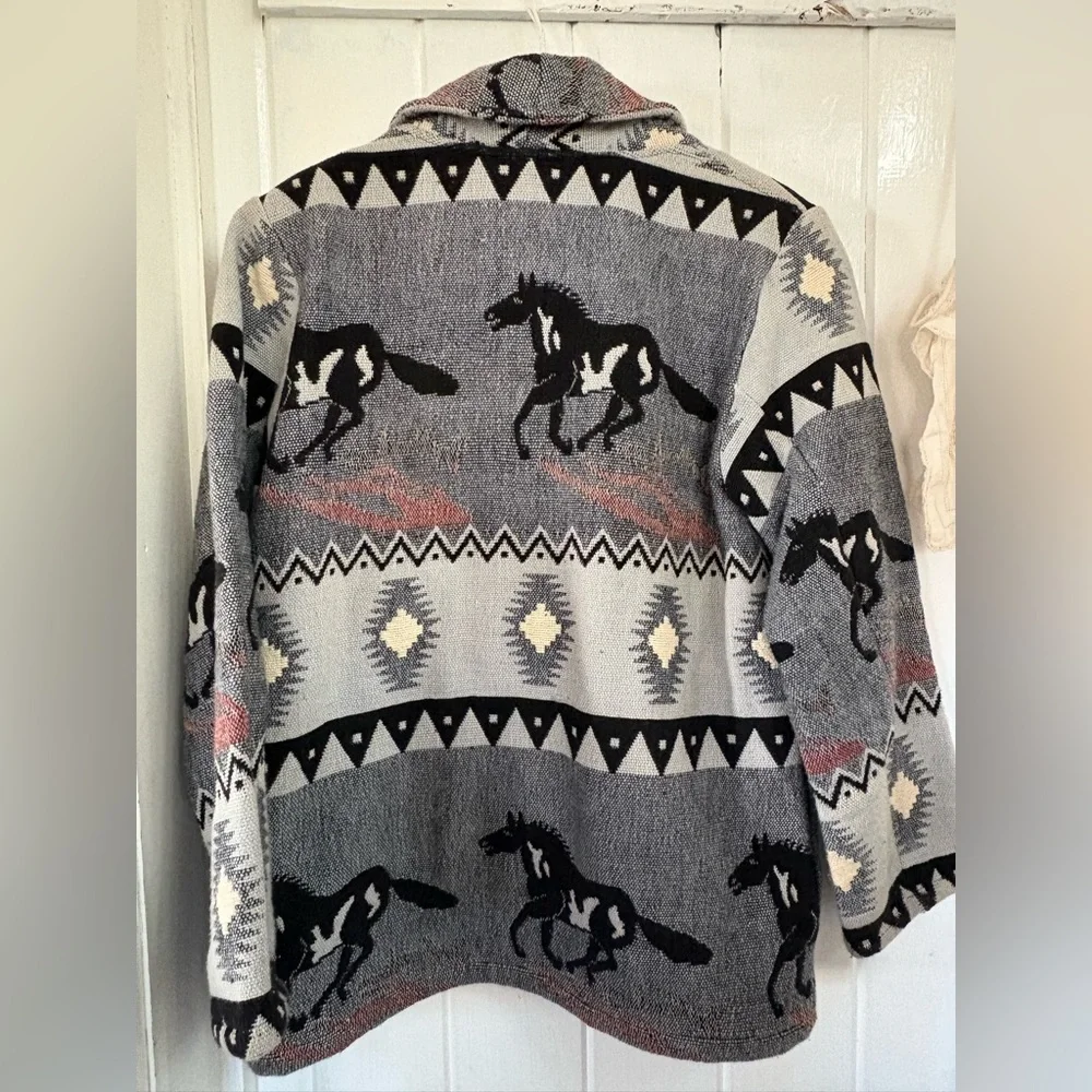 Vintage Horse Patterned Jacket 100 %Cotton Medium/XL - Picture 6 of 7